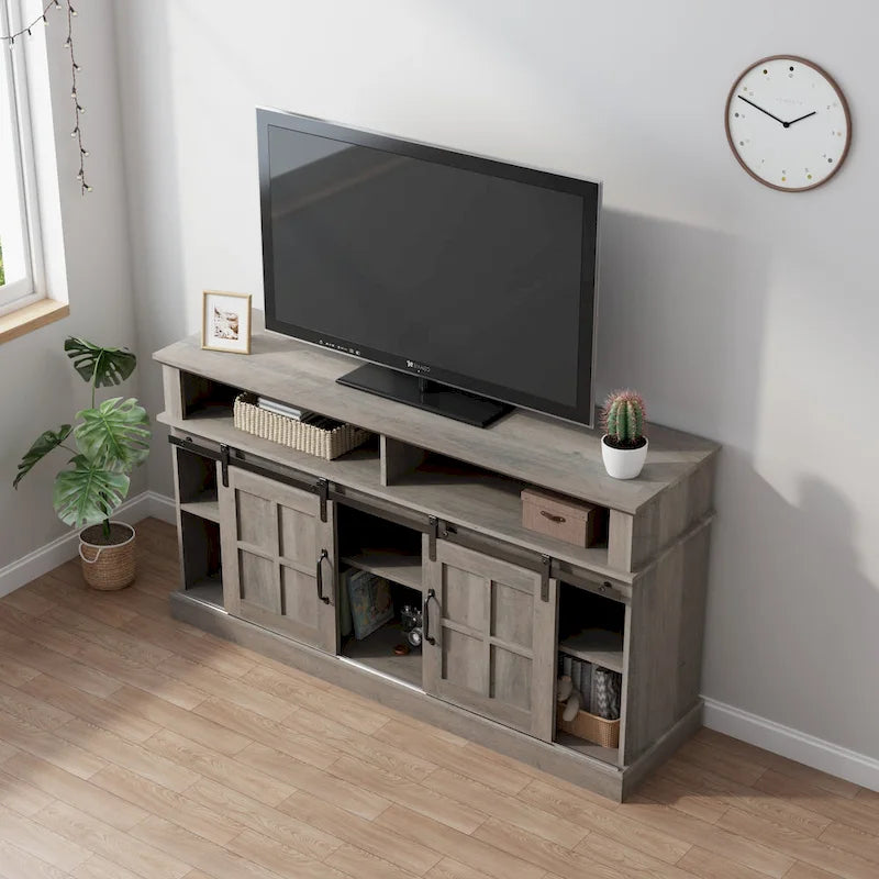 Meuble TV de 58 pouces avec armoire de rangement et étagères ouvertes