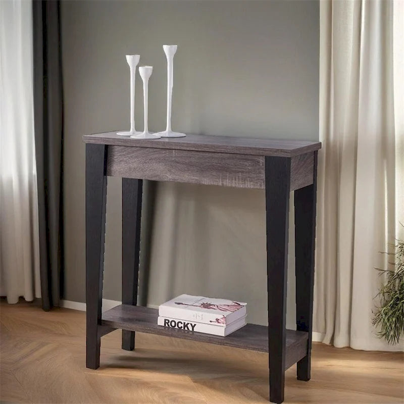 Console avec étagère inférieure et pieds coniques
