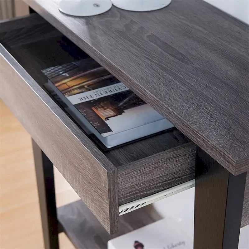 Console avec étagère inférieure et pieds coniques