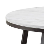 Table basse ronde moderne en faux marbre avec piètement en métal