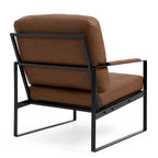 Fauteuil d'appoint en similicuir marron avec pieds en fer noir