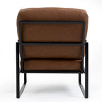 Fauteuil d'appoint en similicuir marron avec pieds en fer noir