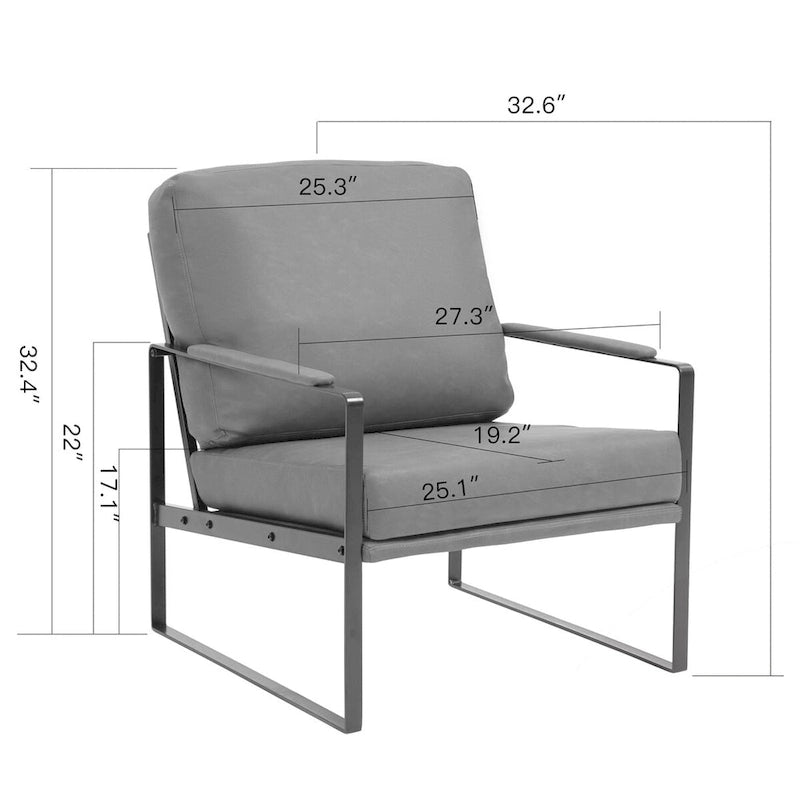 Fauteuil d'appoint en similicuir marron avec pieds en fer noir