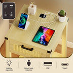 Table d'appoint avec lumière LED et station de recharge