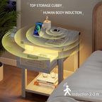 Table d'appoint avec lumière LED et station de recharge