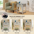 Table d'appoint avec lumière LED et station de recharge
