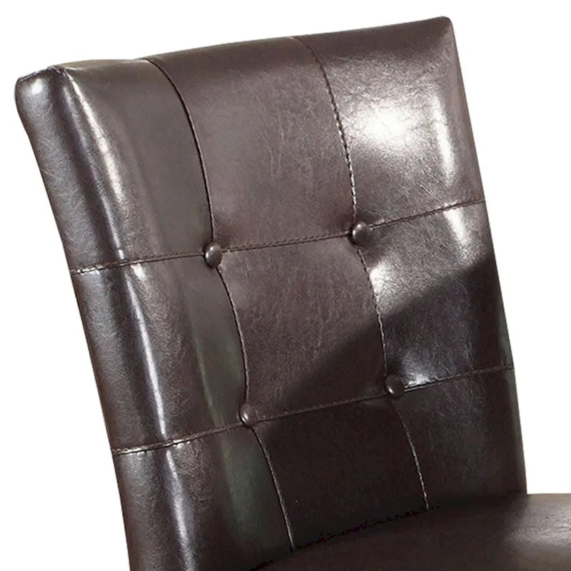 Chaise de comptoir rembourrée en cuir, marron, lot de 2