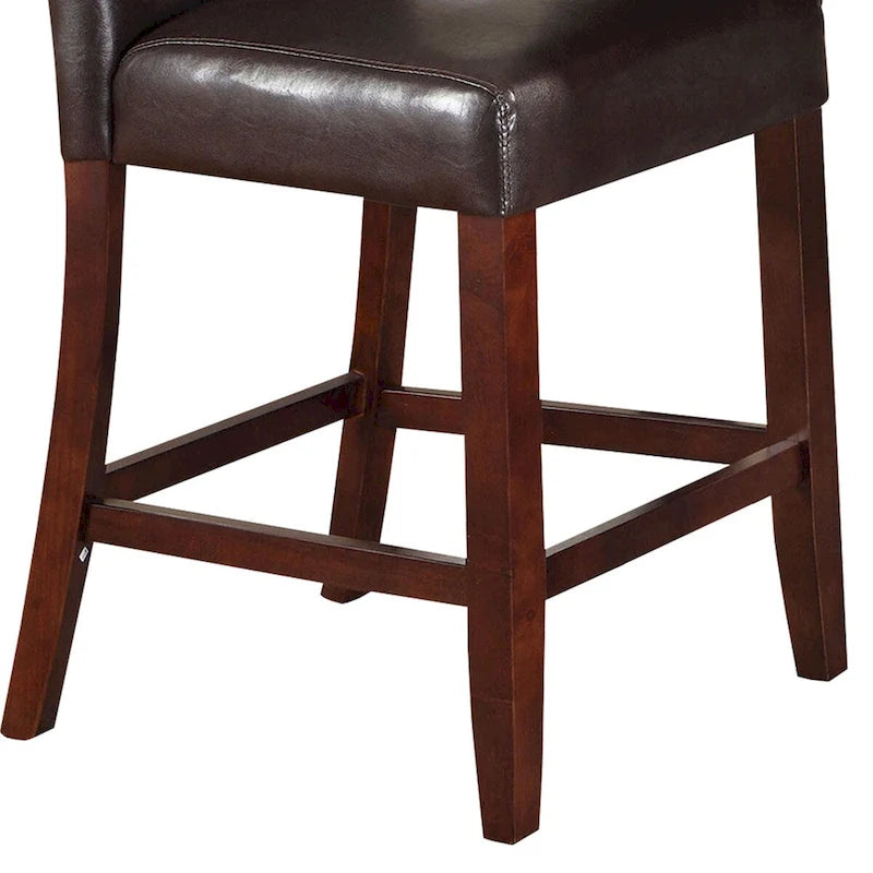 Chaise de comptoir rembourrée en cuir, marron, lot de 2