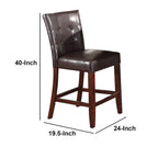 Chaise de comptoir rembourrée en cuir, marron, lot de 2