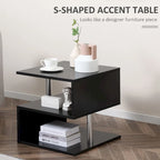 Table d'appoint en forme de S à 3 niveaux avec étagère de rangement