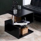 Table d'appoint en forme de S à 3 niveaux avec étagère de rangement