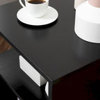 Table d'appoint en forme de S à 3 niveaux avec étagère de rangement
