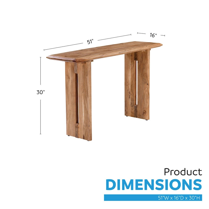 Table console en bois d'acacia de 51 po