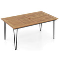 Table de salle à manger d'extérieur en bois d'acacia de 63 pouces, naturel/noir