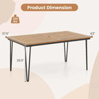 Table de salle à manger d'extérieur en bois d'acacia de 63 pouces, naturel/noir