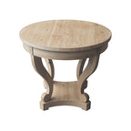 Table à manger ronde de style campagnard avec pieds incurvés