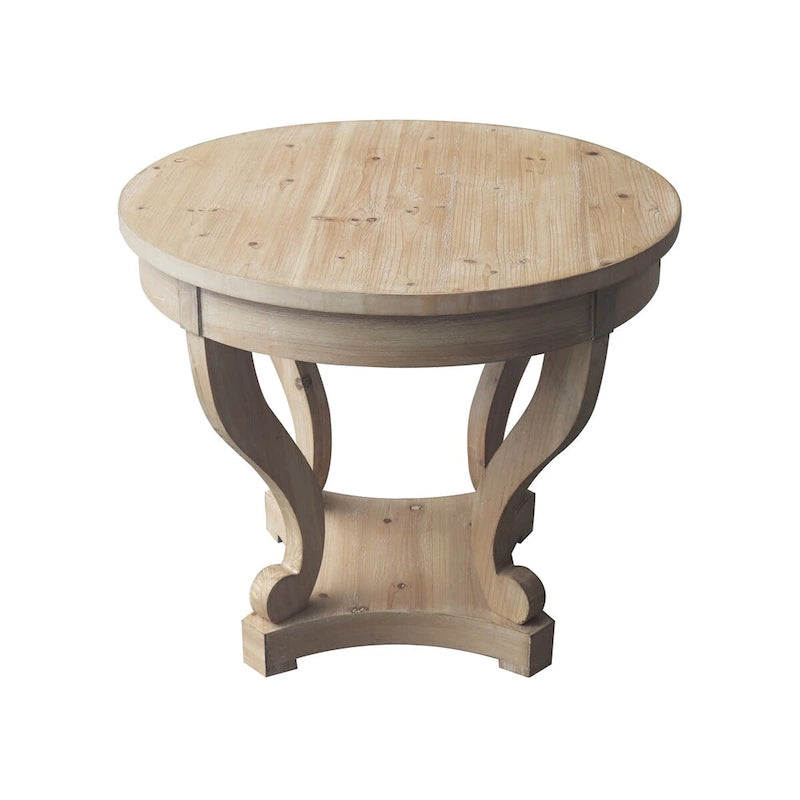 Table à manger ronde de style campagnard avec pieds incurvés