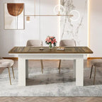 Table de salle à manger rectangulaire 160 cm pour 4-6 personnes, marron et blanc
