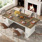 Table de salle à manger rectangulaire 160 cm pour 4-6 personnes, marron et blanc