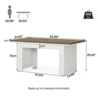 Table de salle à manger rectangulaire 160 cm pour 4-6 personnes, marron et blanc