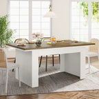 Table de salle à manger rectangulaire 160 cm pour 4-6 personnes, marron et blanc