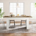 Table de salle à manger rectangulaire 160 cm pour 4-6 personnes, marron et blanc