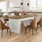 Table de salle à manger rectangulaire 160 cm pour 4-6 personnes, marron et blanc