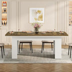 Table de salle à manger rectangulaire 160 cm pour 4-6 personnes, marron et blanc