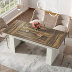Table de salle à manger rectangulaire 160 cm pour 4-6 personnes, marron et blanc