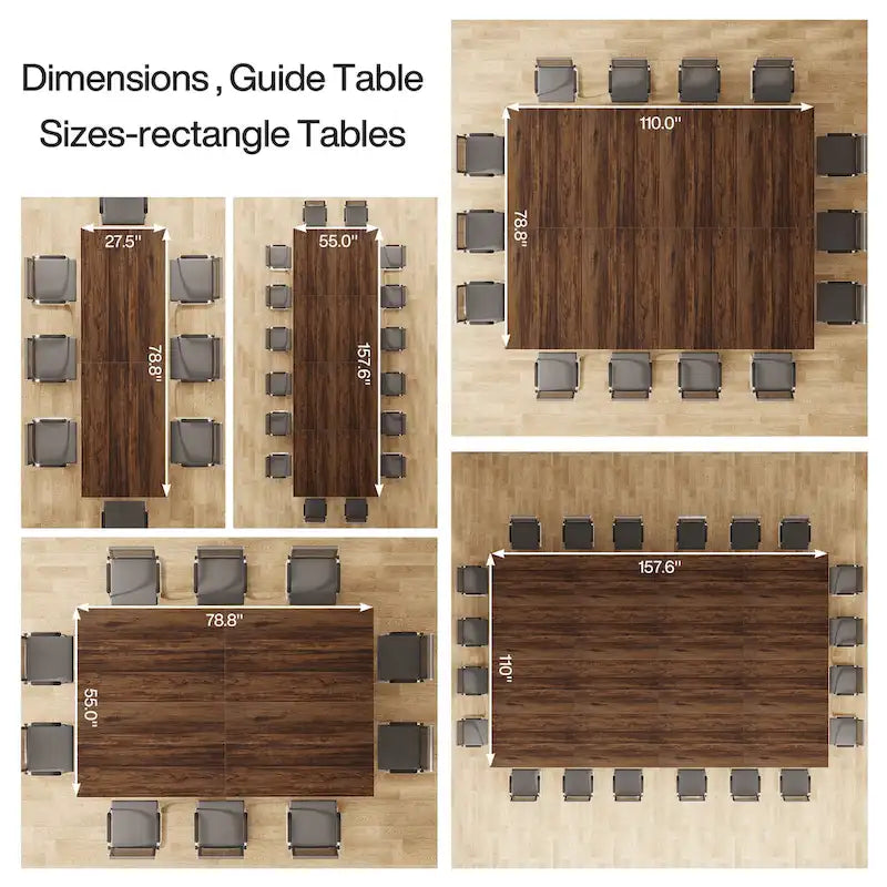 Table de conférence rectangulaire de 78 pouces pour 6-8 personnes