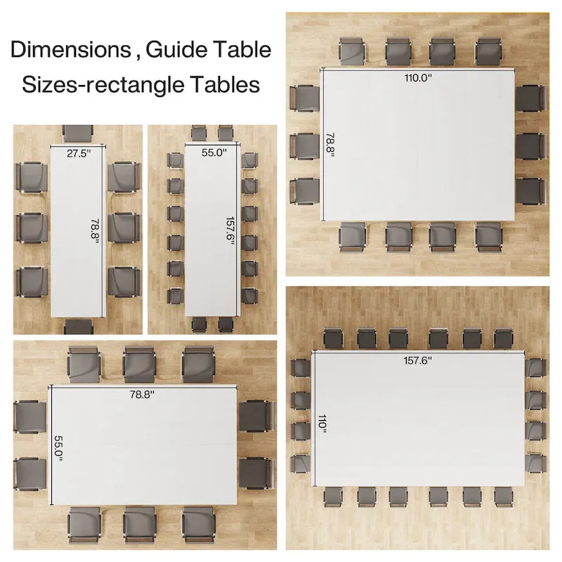 Table de conférence rectangulaire de 78 pouces pour 6-8 personnes