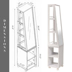 Meuble Miroir Rotatif avec Étagères et Base Roulante - 13L x 11 3/4P x 61 1/2H