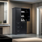 Armoire de rangement haute avec portes et tiroirs