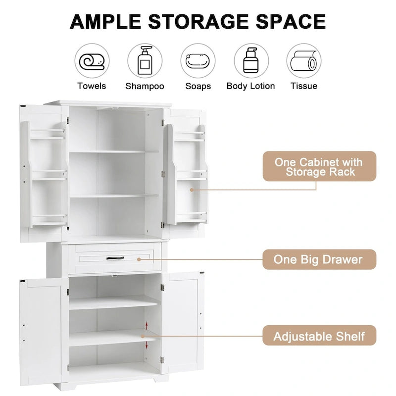 Meuble de rangement de salle de bain avec étagère réglable
