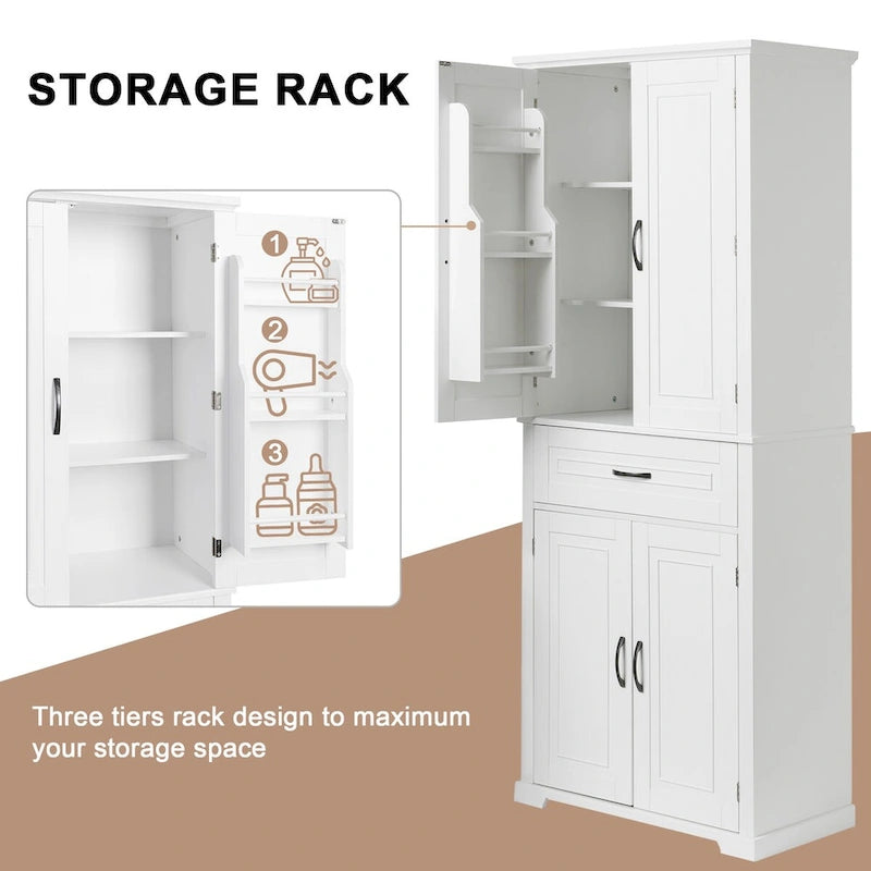 Meuble de rangement de salle de bain avec étagère réglable