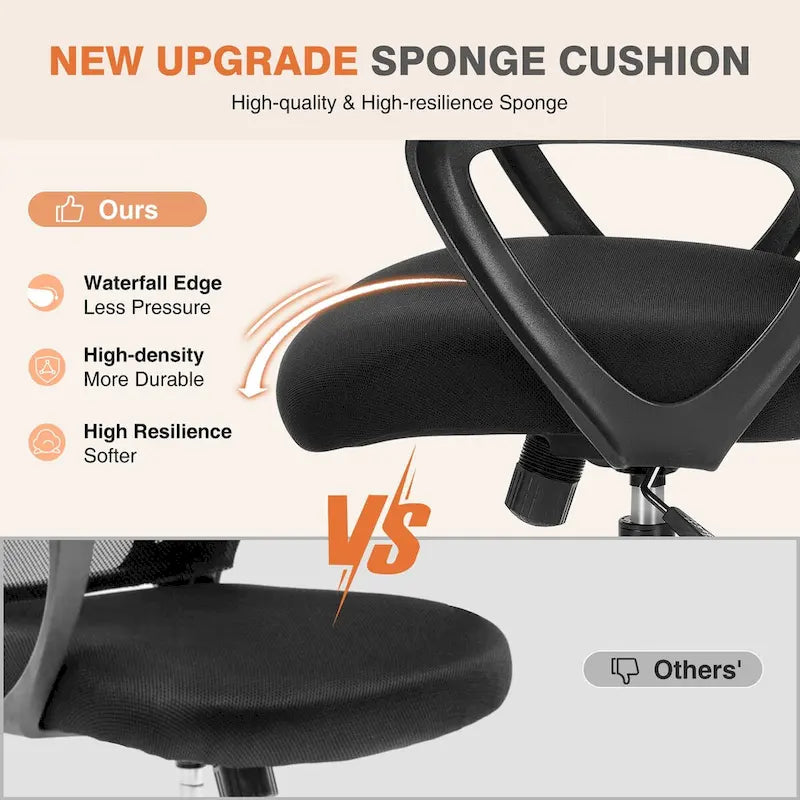 Chaise de bureau en maille avec accoudoirs fixes et hauteur réglable