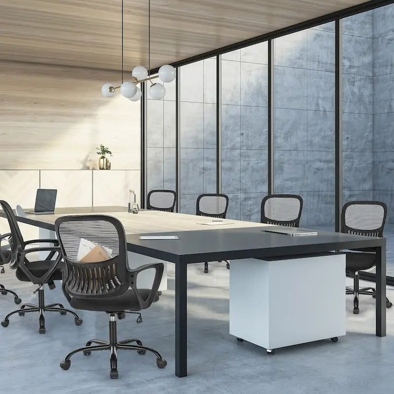 Chaise de bureau en maille avec accoudoirs fixes et hauteur réglable