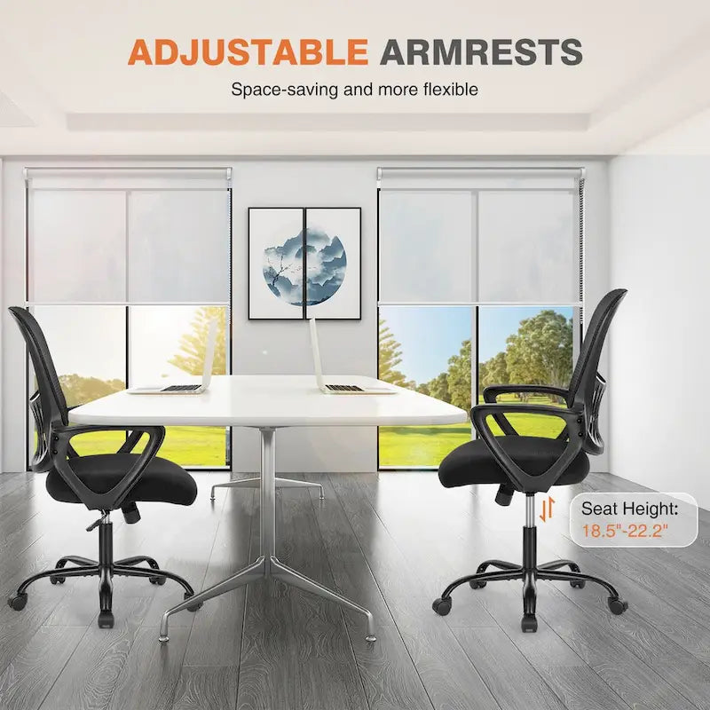 Chaise de bureau en maille avec accoudoirs fixes et hauteur réglable