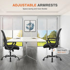 Chaise de bureau en maille avec accoudoirs fixes et hauteur réglable