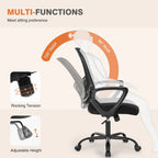 Chaise de bureau en maille avec accoudoirs fixes et hauteur réglable
