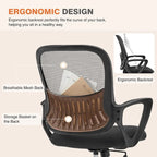 Chaise de bureau en maille avec accoudoirs fixes et hauteur réglable