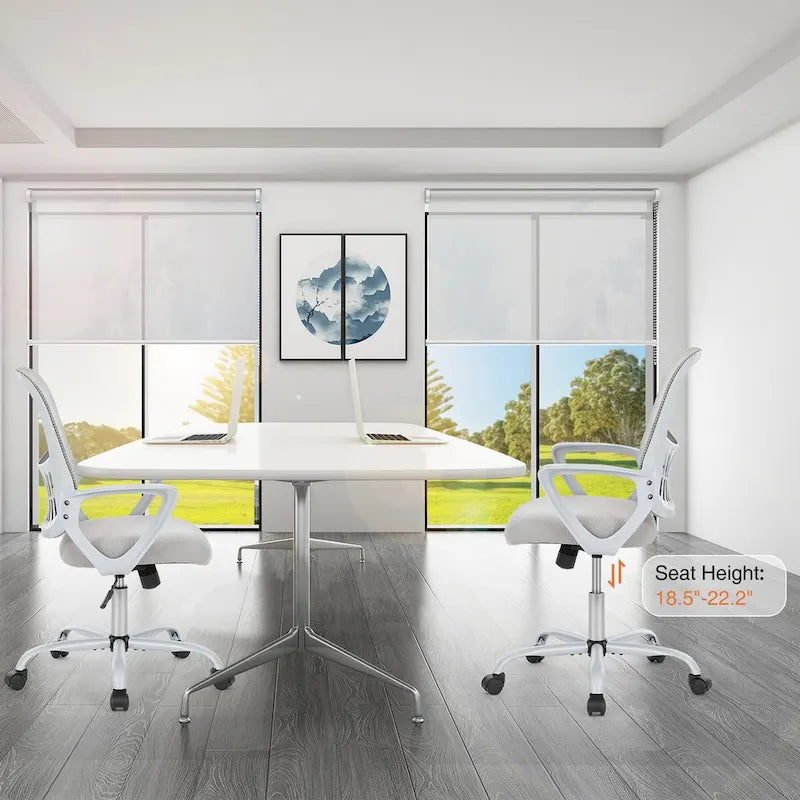 Chaise de bureau en maille avec accoudoirs fixes et hauteur réglable