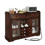 Buffet de 53 po avec portes de grange, casier à vin et rangement