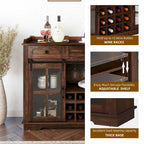 Buffet de 53 po avec portes de grange, casier à vin et rangement