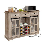 Buffet de 53 po avec portes de grange, casier à vin et rangement