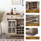 Buffet de 53 po avec portes de grange, casier à vin et rangement