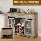 Buffet de 53 po avec portes de grange, casier à vin et rangement